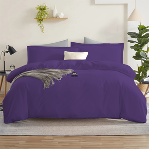 Purple Duvet Cover Set Solid Comfy Sateen