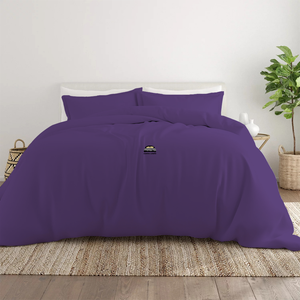 Purple Duvet Cover Set Solid Comfy Sateen