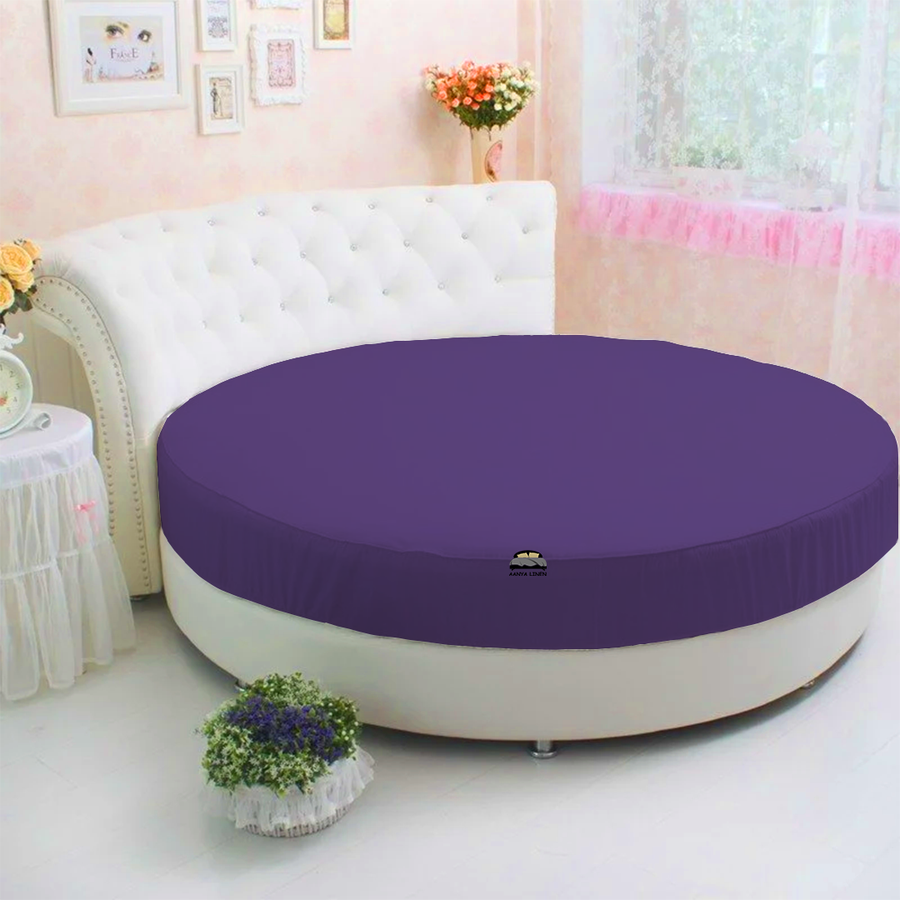 Glowing Purple Round Fitted Sheet at Discount AanyaLinen