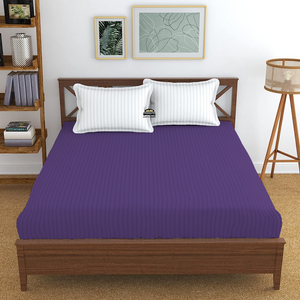 Purple Stripe Fitted Sheet Comfy Sateen