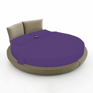 Purple Round Bed Sheets Set Solid Sateen Comfy