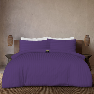 Purple Stripe Duvet Cover Set Comfy Sateen