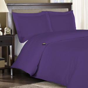 Purple Stripe Duvet Cover Set Comfy Sateen