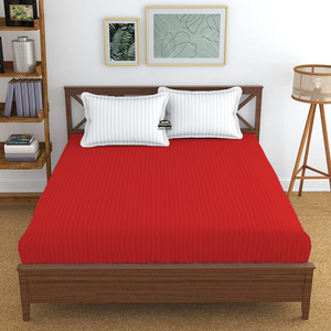 Red Stripe Fitted Sheet Comfy Sateen