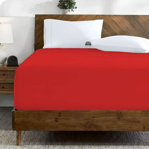 Blood Red Fitted Sheet Solid Comfy Sateen