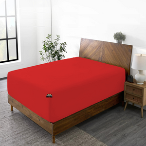 Blood Red Fitted Sheet Solid Comfy Sateen