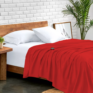 Red Flat Sheet Solid Comfy Sateen