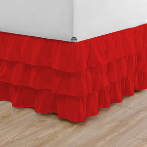 Red Multi Ruffle Bed Skirt Comfy Solid