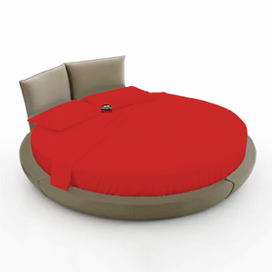 Blood Red Round Bed Sheets Set comfy Solid Sateen