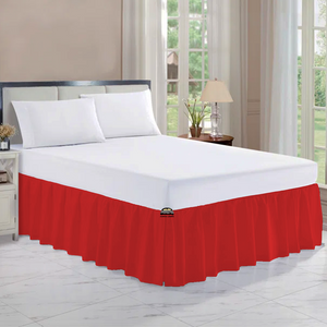 Red Gathered Bed Skirt Comfy Solid