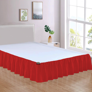 Red Gathered Bed Skirt Comfy Solid