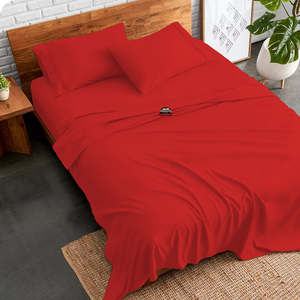 Red Sheet Set Comfy Solid Sateen