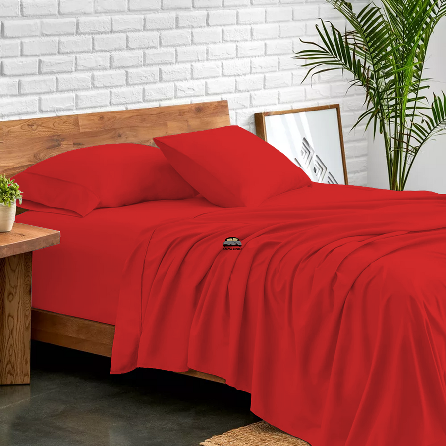 Red Bed sheet set King, Queen, Twin XL 20 Save AanyaLinen