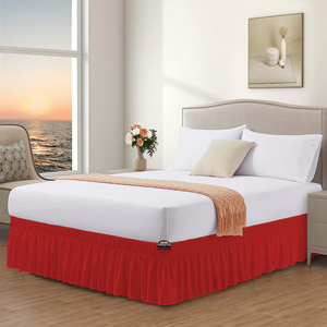 Red Wrap Around Bed Skirt Solid Comfy Sateen