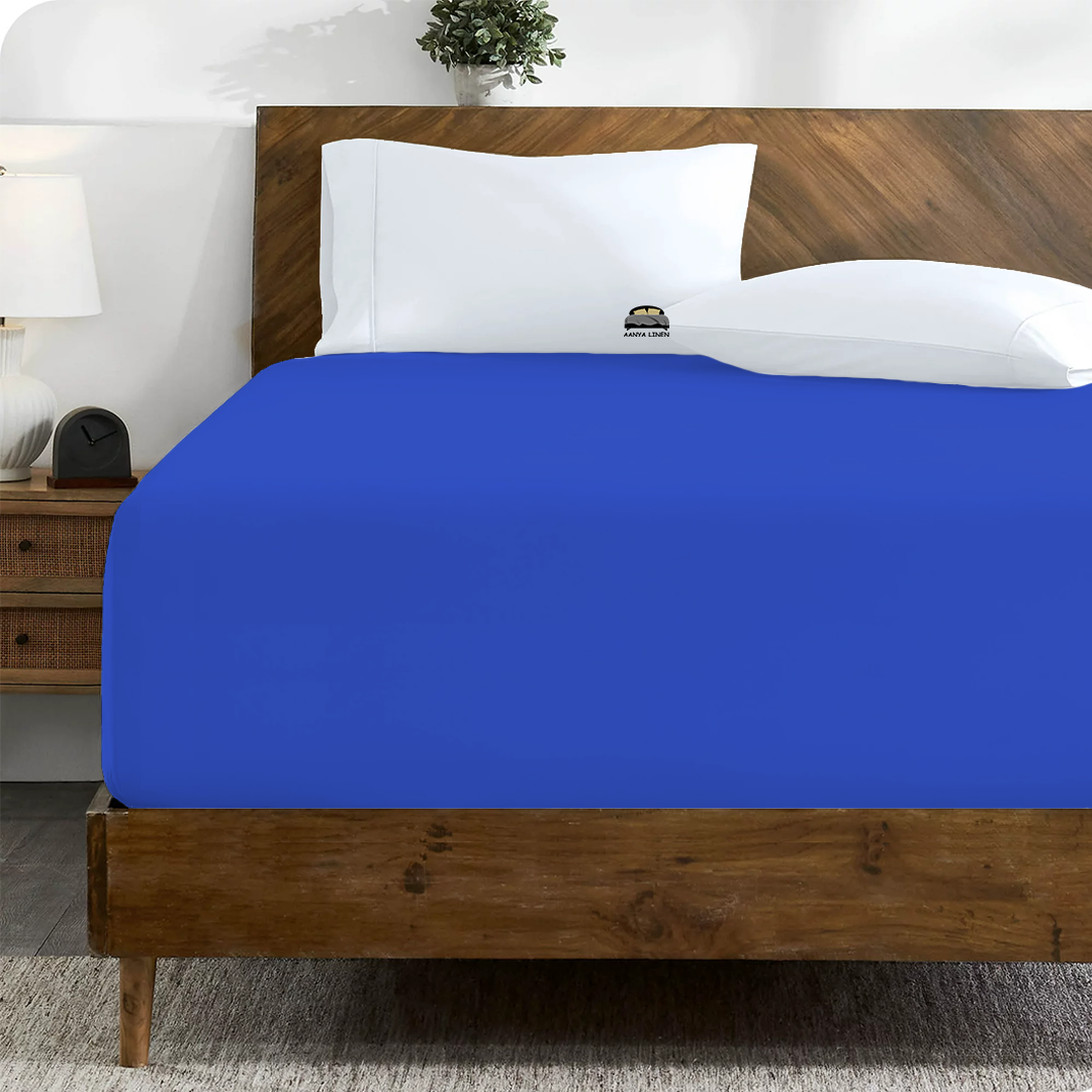 Royal Blue Fitted Sheet AanyaLinen
