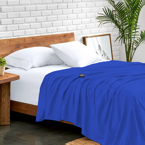 Royal Blue Flat Sheet Solid Comfy Sateen