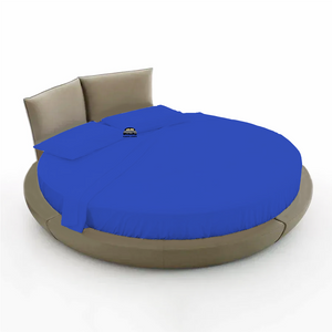 Royal Blue Round Bed Sheets Set comfy Solid Sateen