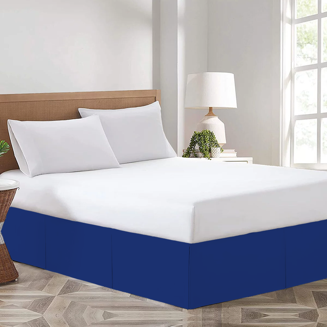 Comfy Royal Blue Bed Skirt - Split Corner