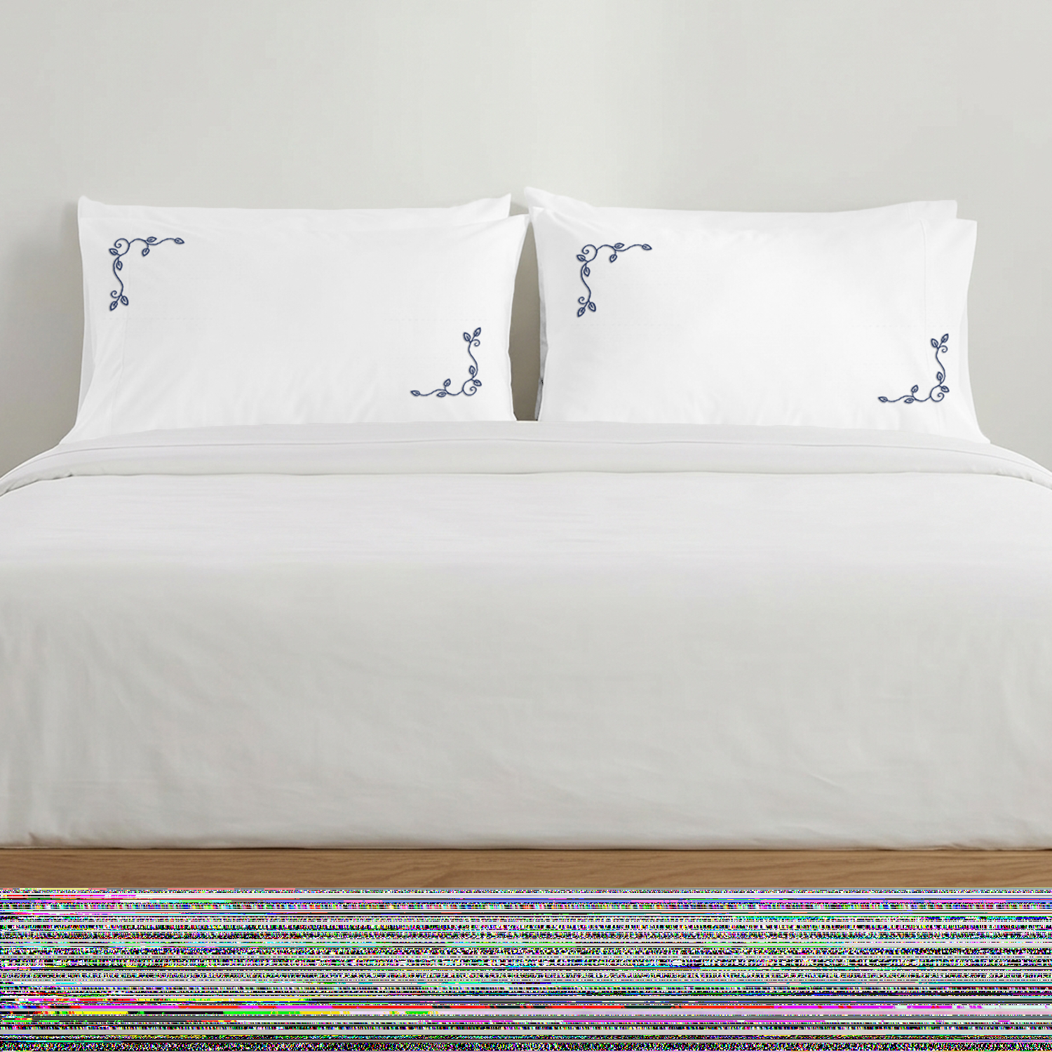 White Floral Vine Embroidered Pillow Covers