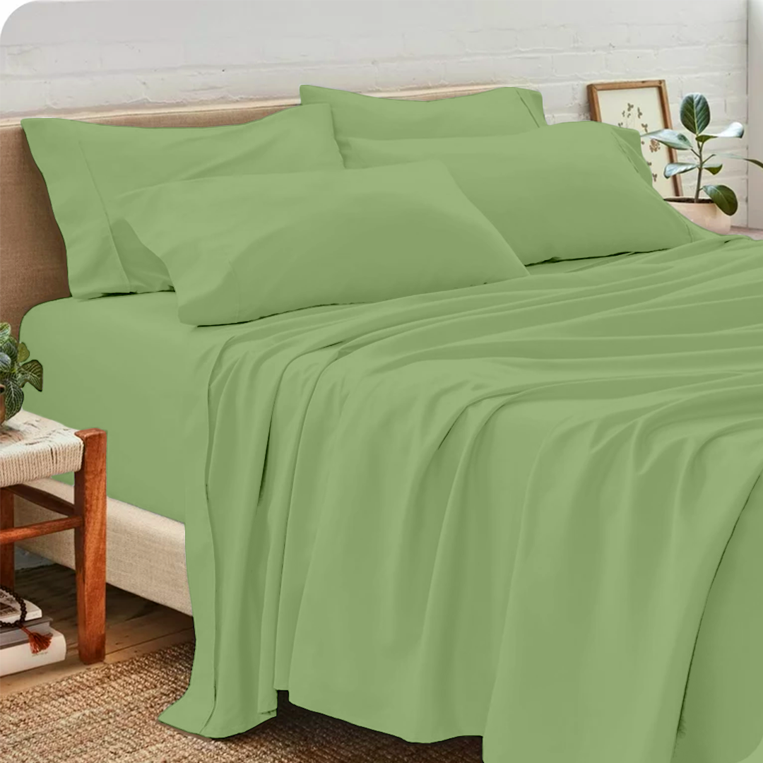 Sage Sheet Set with Extra Pillowcase Solid Bliss Sateen