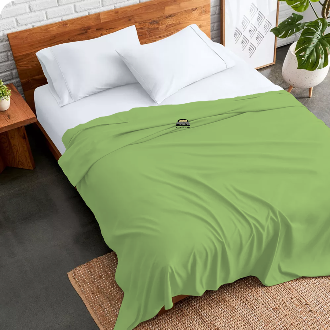 Sage Green Flat Sheet AanyaLinen