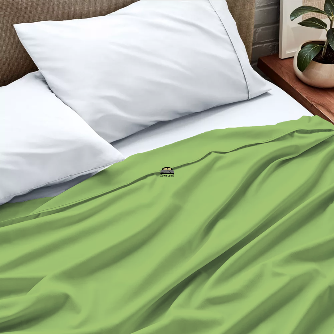 Sage Green Flat Sheet AanyaLinen