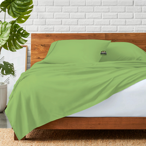 Sage Green Flat Sheet with Pillowcase Bliss Solid Sateen