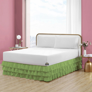 Sage Multi Ruffle Bed skirt Bliss Solid