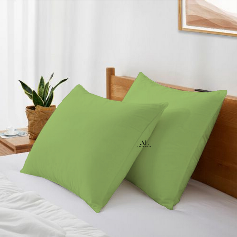 Sage Green Pillowcases Solid Comfy Sateen Aanya Linen