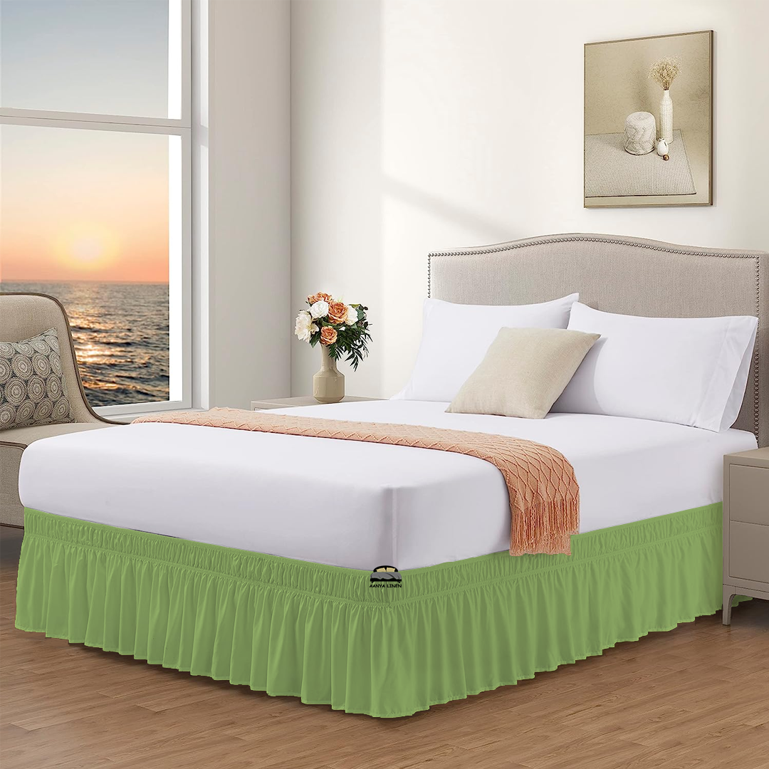 Sage Wrap Around Bed Skirt Sage Green Bed Skirt AanyaLinen