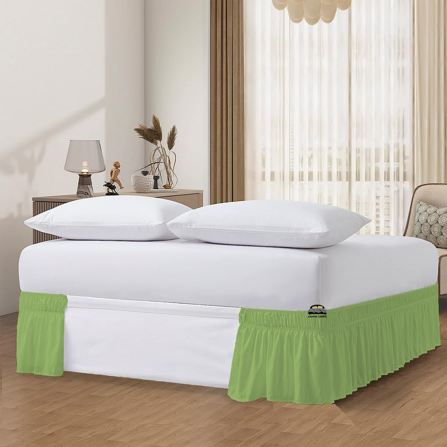Sage Wrap Around Bed Skirt Sage Green Bed Skirt AanyaLinen