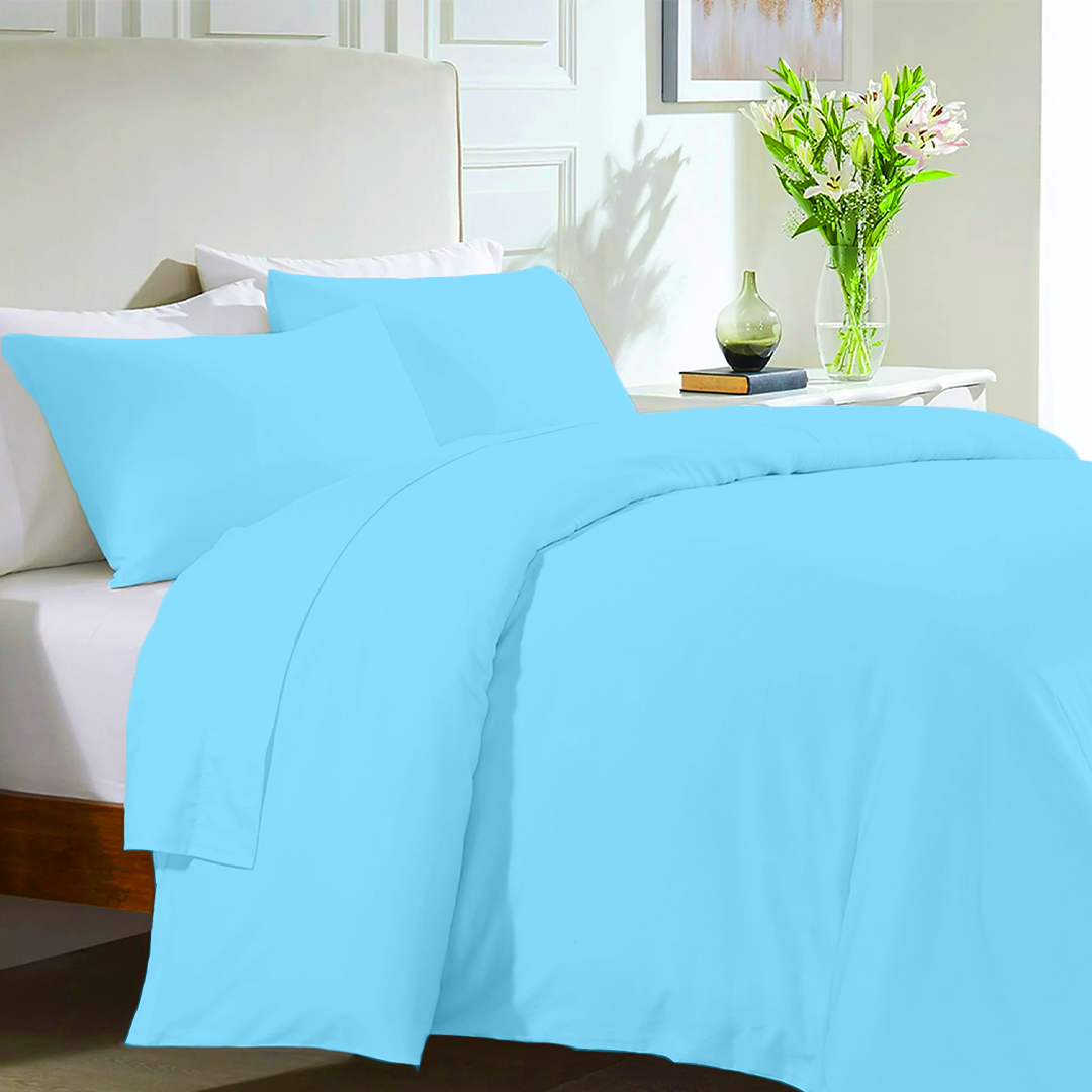 Light Blue Duvet Set with Flat sheet