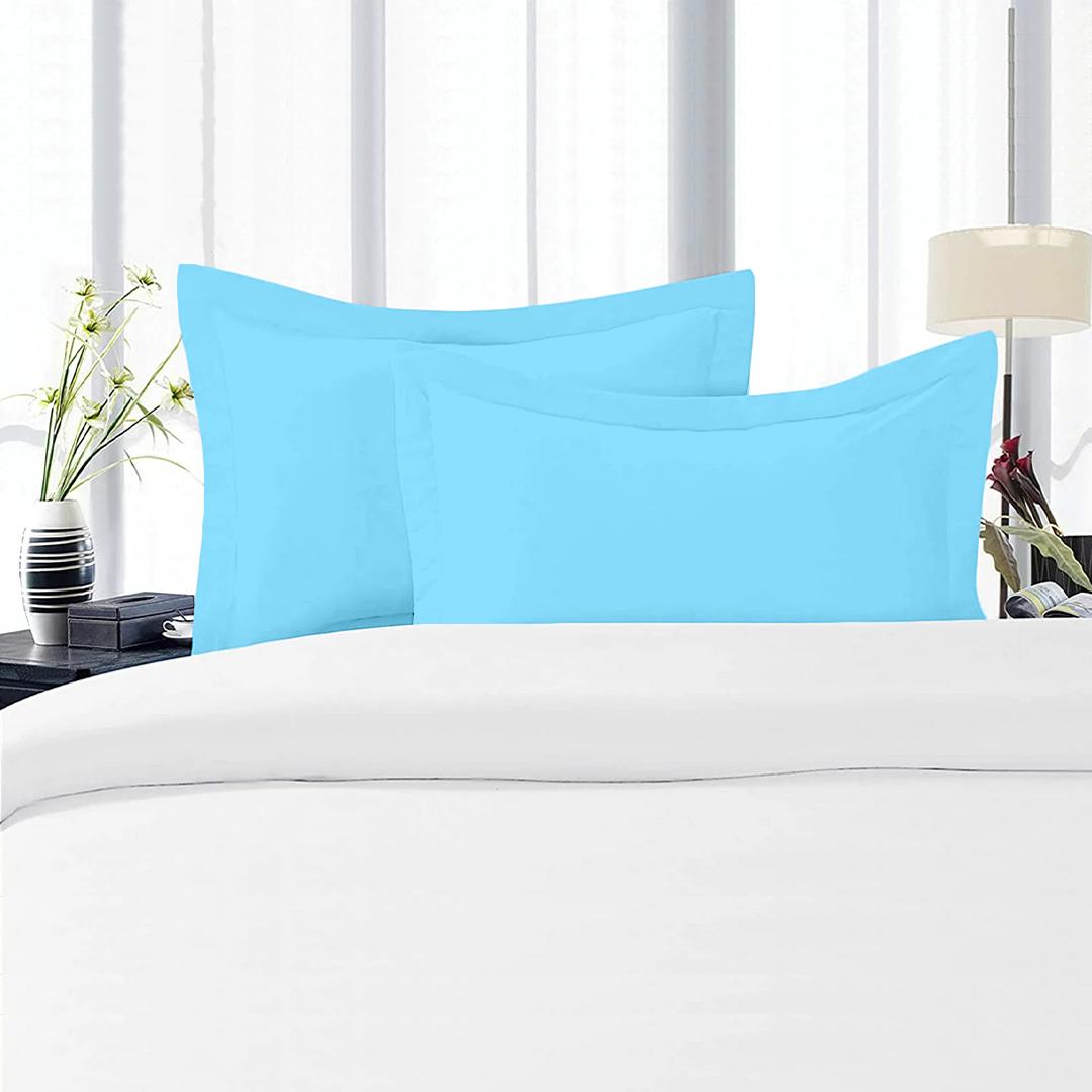 Light Blue Pillow Shams Solid Bliss Sateen