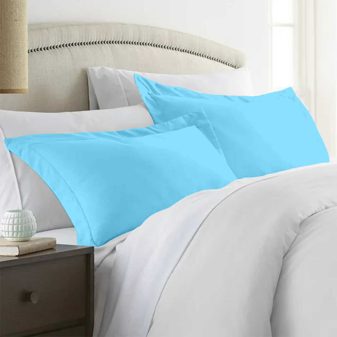 Light Blue Pillow Shams Solid Bliss Sateen