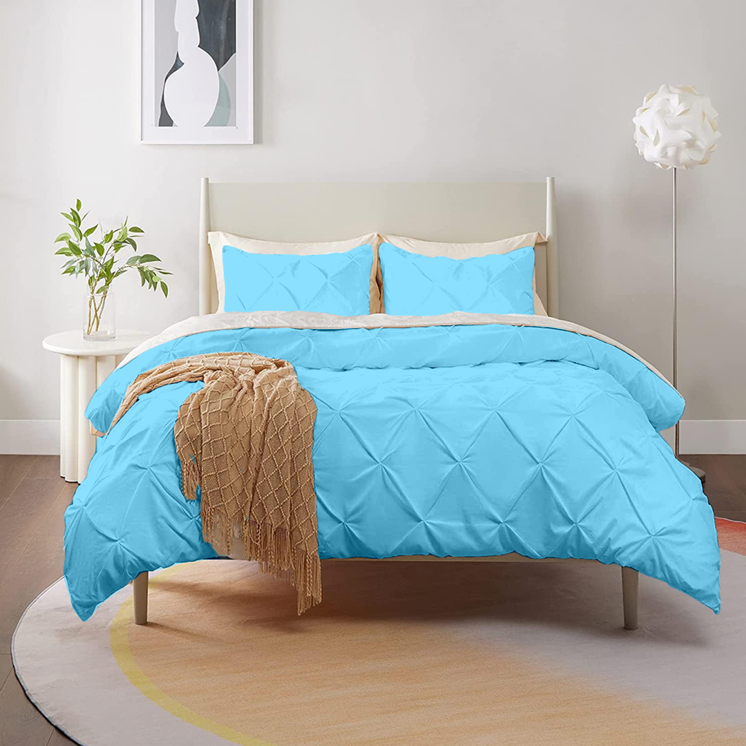 Light Blue Pintuck Duvet Cover Set Bliss