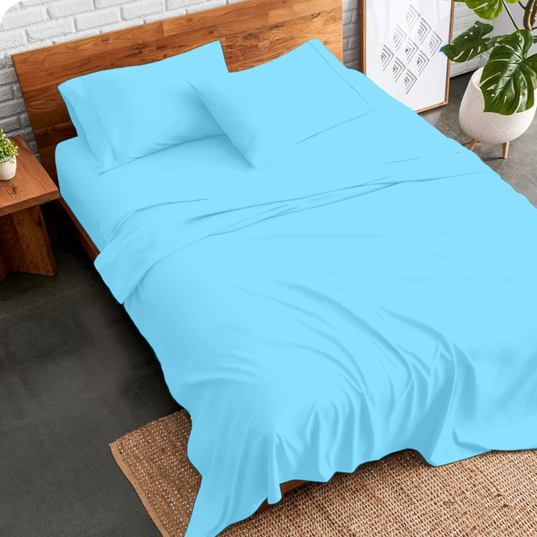 Light Blue Sheet Set Bliss Solid Sateen