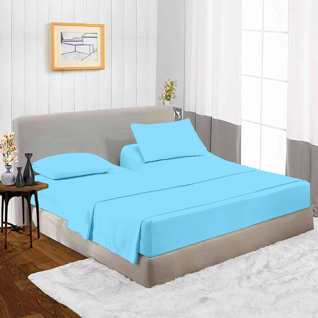 Light Blue Top Split Sheet Set 34 Inches Solid Bliss