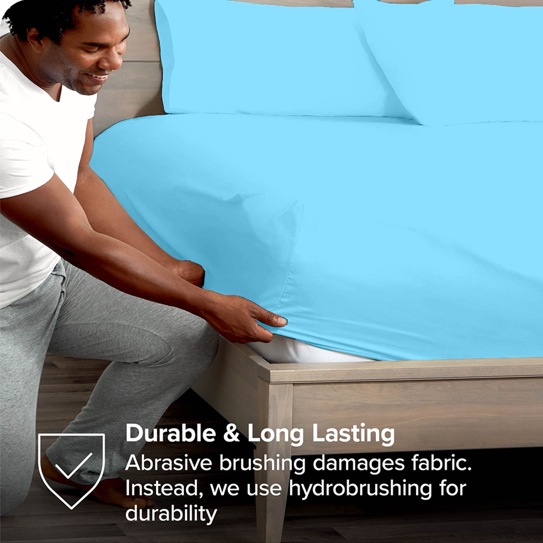 Fitted sheet with Pillowcase Solid Comfy Light Blue