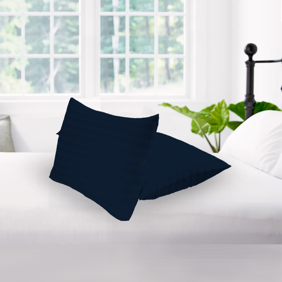 Navy Blue Stripe Pillowcase Hurry 20 Discount AanyaLinen