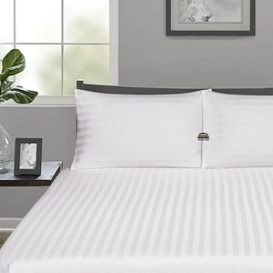 White Stripe Fitted Sheet Comfy Sateen