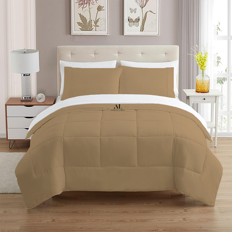 Taupe Comforter Sets King Queen Twin XL Sizes AanyaLinen