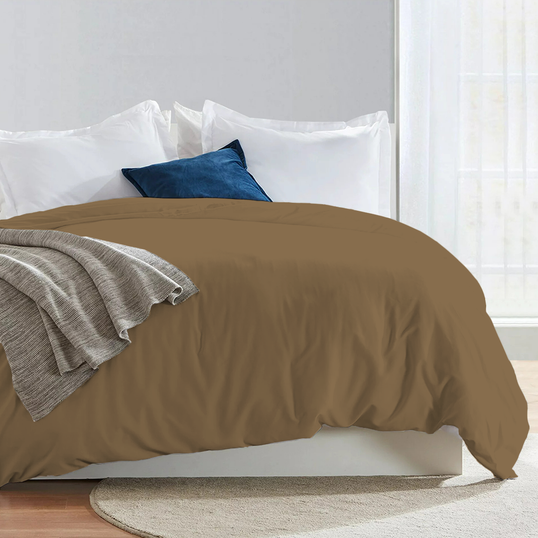 Taupe Duvet Cover Solid Comfy Sateen
