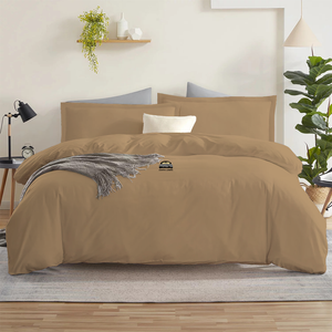 Comfy Taupe Duvet Cover Set Solid Sateen