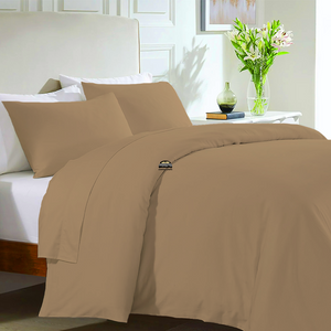 Taupe Duvet Set with Flat Sheet Bliss Solid Sateen