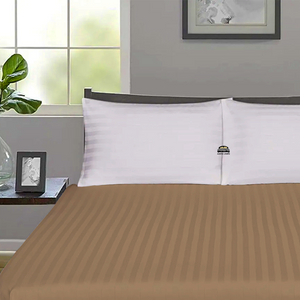 Taupe Stripe Fitted Sheet Comfy Sateen