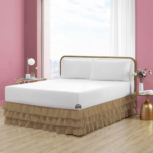 Taupe Multi Ruffle Bed Skirt Bliss Solid