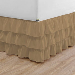 Taupe Multi Ruffle Bed Skirt Bliss Solid