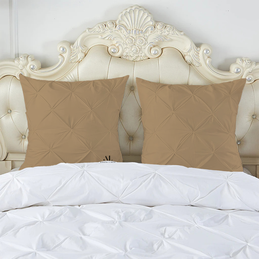 Taupe Pinch Pleated Pintuck Euro Sham 20 OFF AanyaLinen