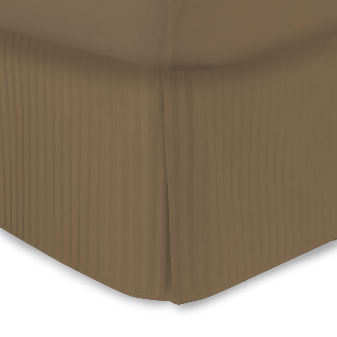 Taupe Stripe Bed Skirt Comfy Sateen