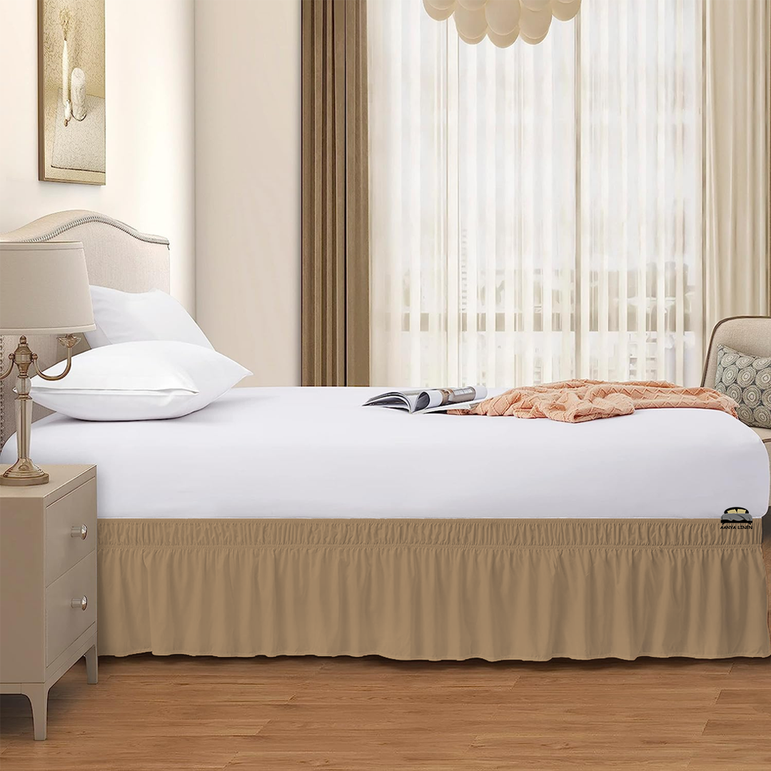 Buy Taupe Bed Skirt WrapAround AanyaLinen